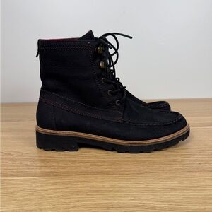 Sperry Women’s A/O Lug Chukka Ankle Boots Black Lace-Up Red Plaid Lining